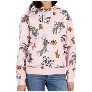 Tom and Jerry Hoodie Cartoon Character Graphic Print Pullover Sweatshirt Size  L